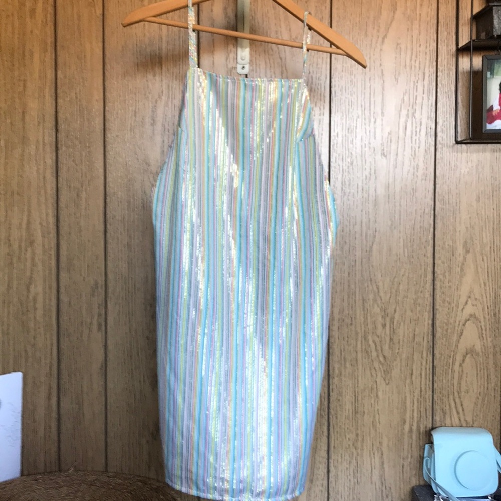 rainbow overall dress